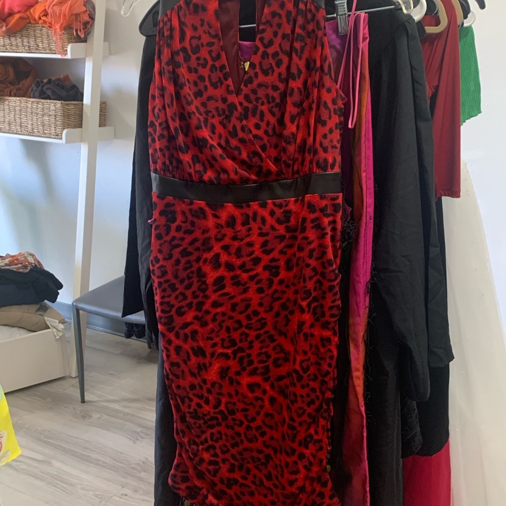 Thalia Sodi Leopard Red Dress size SM